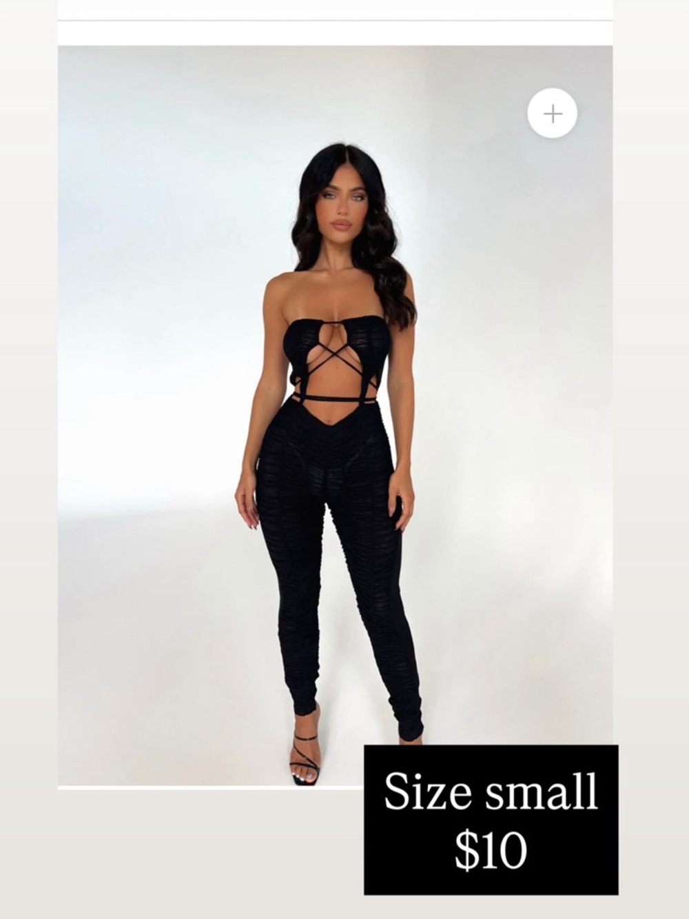 Strapless Black Cutout Jumpsuit with Lace-Up Detail